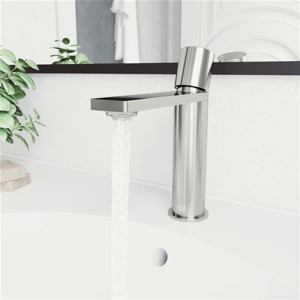 VIGO Halsey 8-in Brushed Nickel Single Handle Single Hole Bathroom Faucet