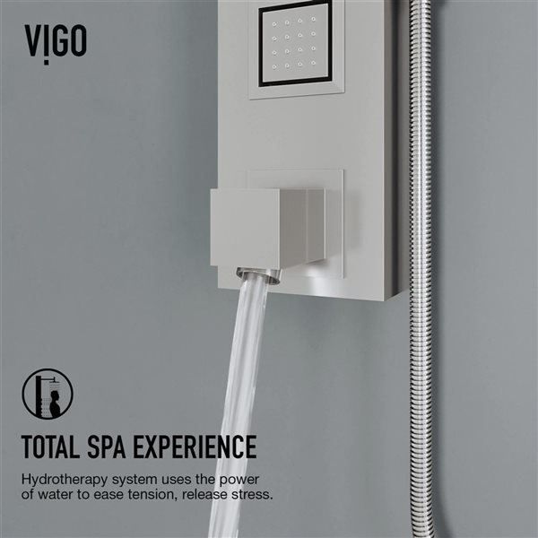 VIGO Bowery&nbsp;58-in H x&nbsp;5-in W&nbsp;4-Jet High-Pressure Shower Panel System w/Square Fixed Stainless Steel Rain Shower Head