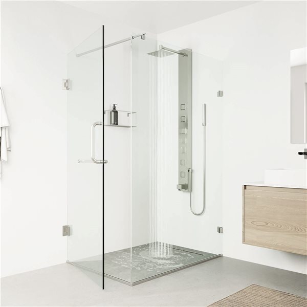 VIGO Bowery&nbsp;58-in H x&nbsp;5-in W&nbsp;4-Jet High-Pressure Shower Panel System w/Square Fixed Stainless Steel Rain Shower Head