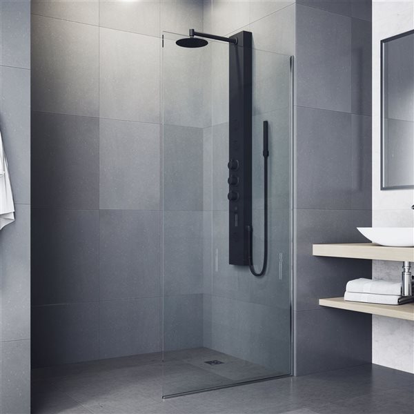 VIGO Ellington 59 x 6-in 4-Jet High-Pressure Shower Panel System w/ Round Fixed Matte Black Rain Shower Head
