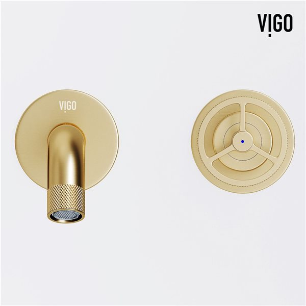 VIGO Cass 3-in Matte Brushed Gold 2-Handle Bathroom Wall Mount Faucet