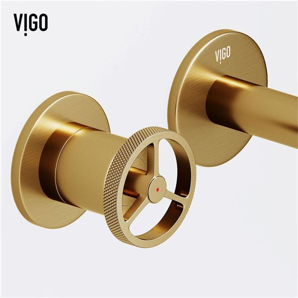 VIGO Cass 3-in Matte Brushed Gold 2-Handle Bathroom Wall Mount Faucet