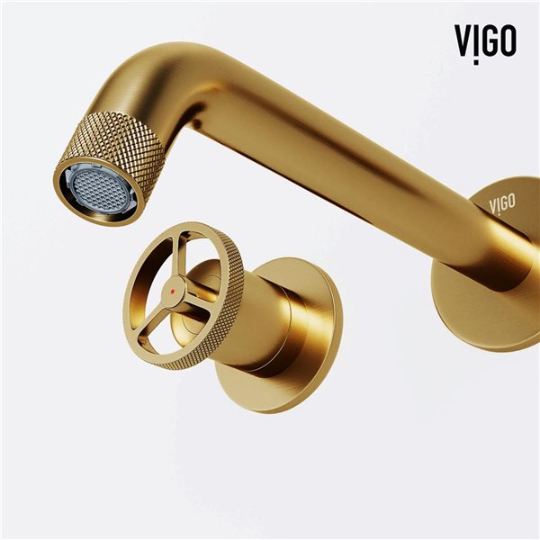 VIGO Cass 3-in Matte Brushed Gold 2-Handle Bathroom Wall Mount Faucet