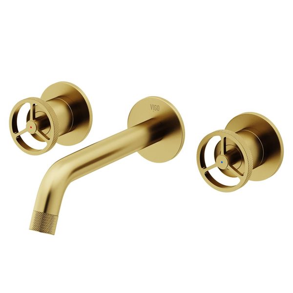 VIGO Cass 3-in Matte Brushed Gold 2-Handle Bathroom Wall Mount Faucet