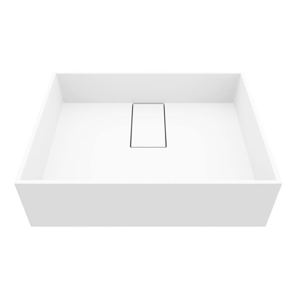 VIGO Bryant 17-in x 13-in x 5-in White Modern Matte Stone Rectangular Vessel Bathroom Sink