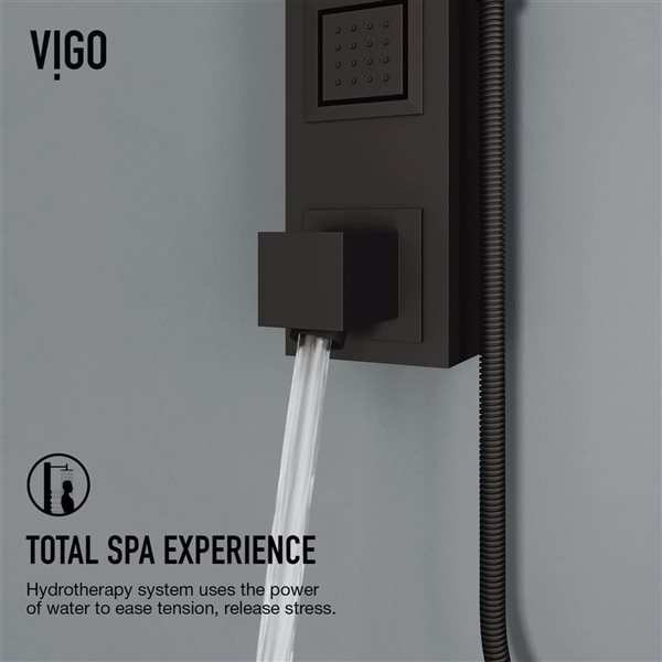 VIGO Bowery&nbsp;58-in H x&nbsp;4-in W&nbsp;4-Jet High-Pressure Shower Panel System with Square Fixed Matte Black Rain Shower Head