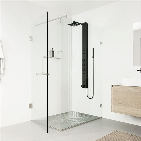 VIGO Bowery&nbsp;58-in H x&nbsp;4-in W&nbsp;4-Jet High-Pressure Shower Panel System with Square Fixed Matte Black Rain Shower Head