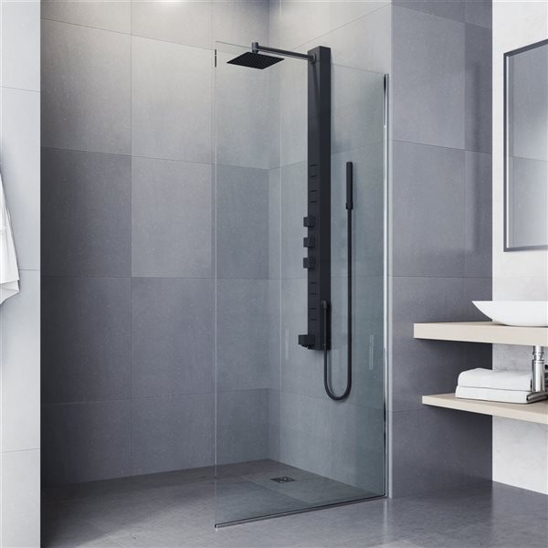 VIGO Bowery&nbsp;58-in H x&nbsp;4-in W&nbsp;4-Jet High-Pressure Shower Panel System with Square Fixed Matte Black Rain Shower Head