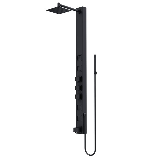 VIGO Bowery&nbsp;58-in H x&nbsp;4-in W&nbsp;4-Jet High-Pressure Shower Panel System with Square Fixed Matte Black Rain Shower Head