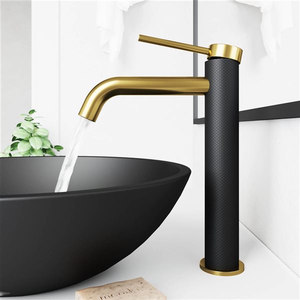 VIGO Lexington 10-in Matte Brushed Gold Single Handle Single Hole Bathroom Vessel Faucet