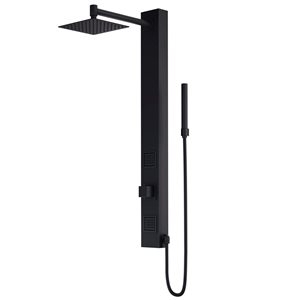 VIGO Orchid 39-in x 4-in Matte Black 2-Jet High Pressure Shower Panel System with Square Fixed Rain Shower Head