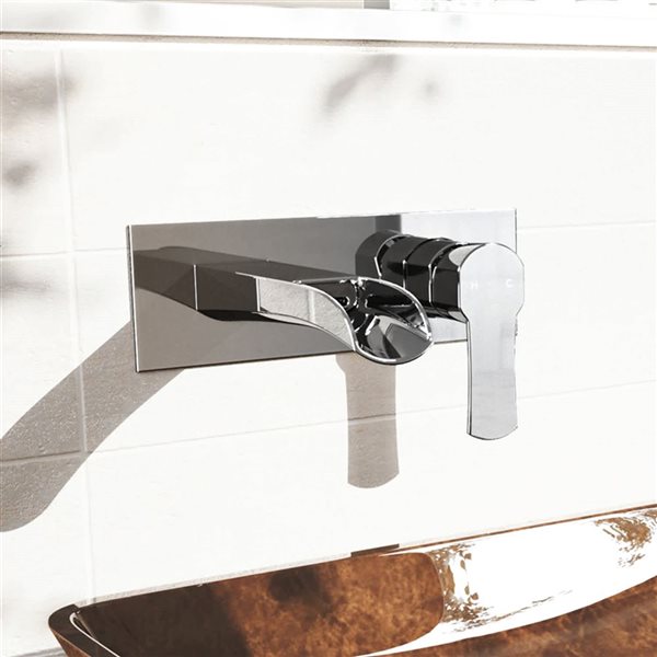 VIGO Cornelius 3-in Chrome Single Handle 2-Hole Bathroom Wall Mount Faucet