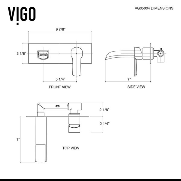 VIGO Cornelius 3-in Matte Black Single Handle 2-Hole Bathroom Wall Mount Faucet