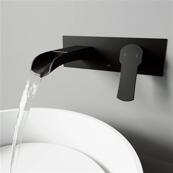 VIGO Cornelius 3-in Matte Black Single Handle 2-Hole Bathroom Wall Mount Faucet