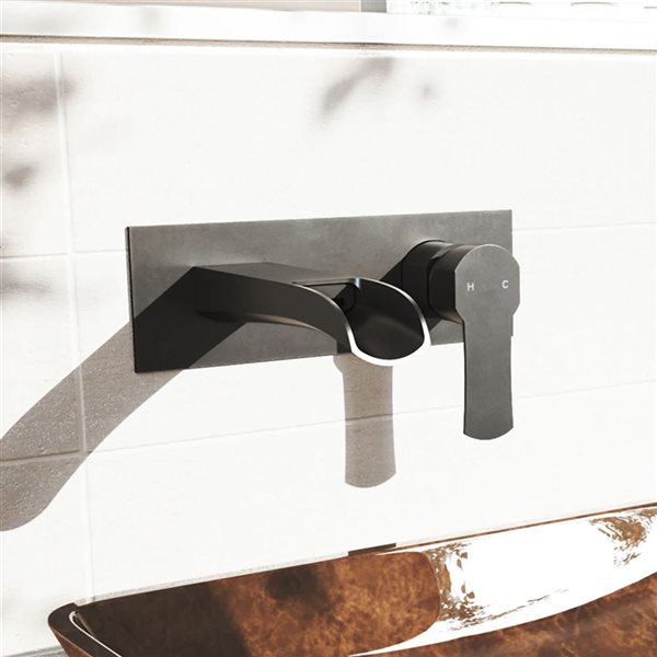 VIGO Cornelius 3-in Matte Black Single Handle 2-Hole Bathroom Wall Mount Faucet