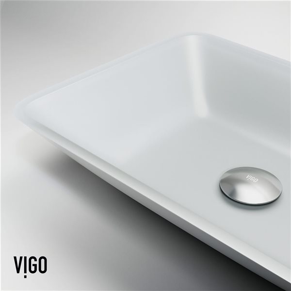 VIGO Sottile 18-in x 13-in x 4-in White Modern Glass Rectangular Vessel Bathroom Sink