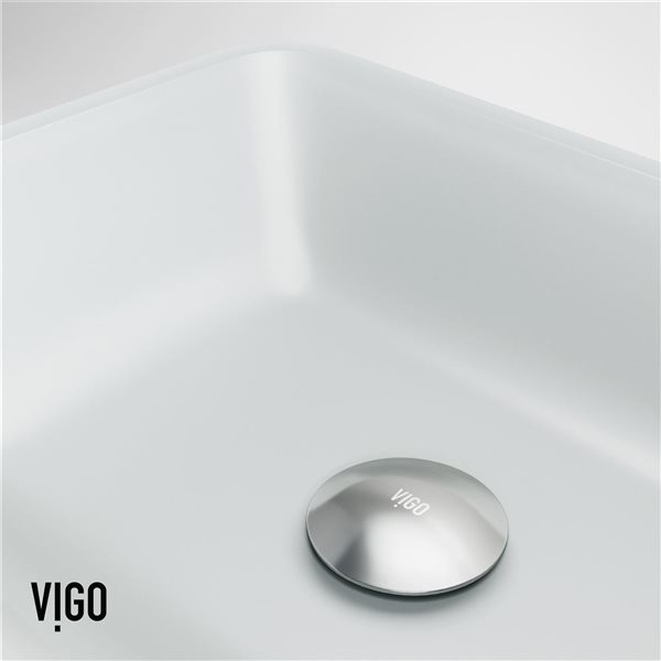 VIGO Sottile 18-in x 13-in x 4-in White Modern Glass Rectangular Vessel Bathroom Sink