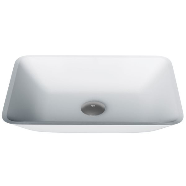 VIGO Sottile 18-in x 13-in x 4-in White Modern Glass Rectangular Vessel Bathroom Sink