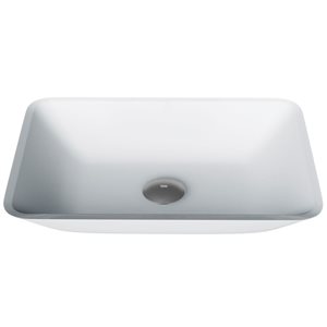 VIGO Sottile 18-in x 13-in x 4-in White Modern Glass Rectangular Vessel Bathroom Sink