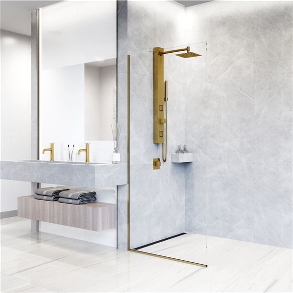 VIGO Orchid&nbsp;39 x&nbsp;4-in W&nbsp;2-Jet High-Pressure Shower Panel System with Square Fixed Rain Shower Head - Matte Brushed Gold