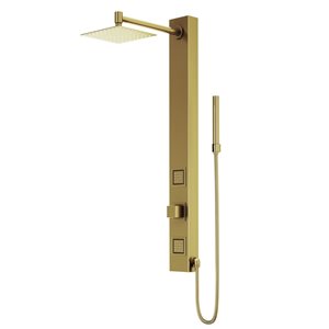 VIGO Orchid 39-in x 4-in Matte Brushed Gold 2-Jet High Pressure Shower Panel System with Square Fixed Rain Shower Head