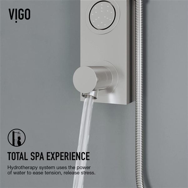 VIGO Bowery&nbsp;58-in H x&nbsp;4-in W&nbsp;4-Jet High-Pressure Shower Panel System w/Round Fixed Stainless Steel Rain Shower Head