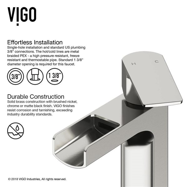 VIGO Ileana 7-in Brushed Nickel Single Handle Single Hole Bathroom Faucet