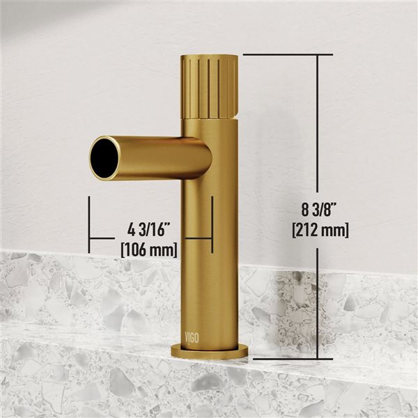 VIGO Ashford 8-in Matte Brushed Gold Single Handle Single Hole Bathroom Faucet