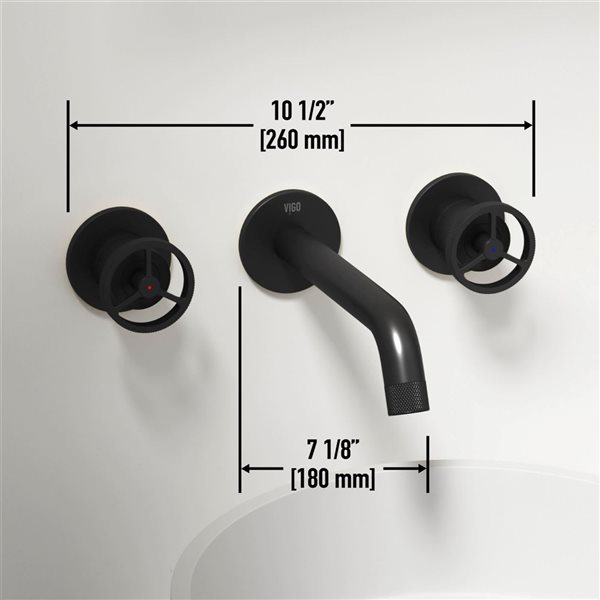 VIGO Cass 3-in Matte Black 2-Handle Bathroom Wall Mount Faucet