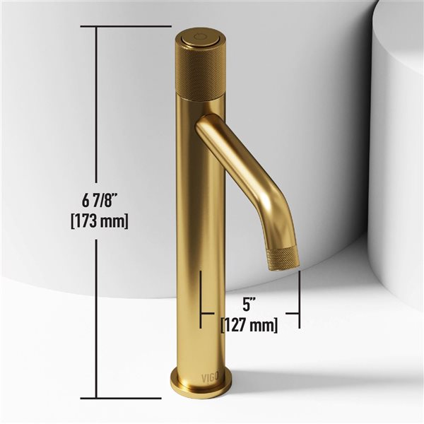 VIGO Apollo 12-in Matte Brushed Gold Single Handle Single Hole Bathroom Vessel Faucet