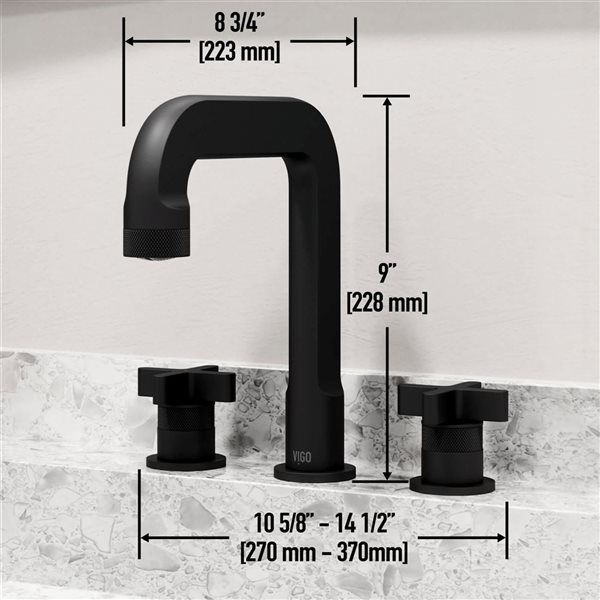 VIGO Wythe 9-in Matte Black 2-Handle Bathroom Widespread Faucet