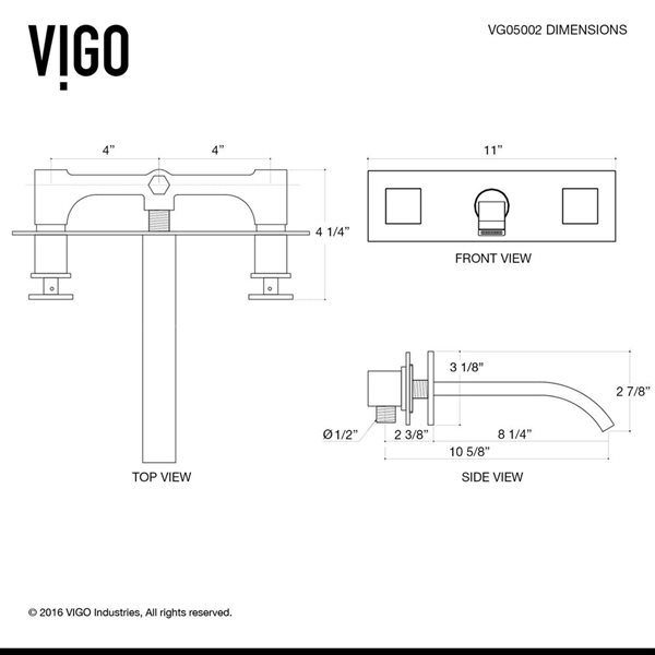 VIGO Titus 3-in Chrome 2-Handle Bathroom Wall Mount Faucet