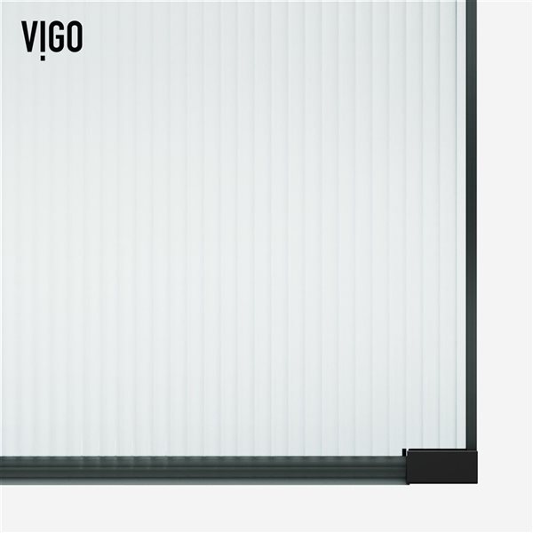 VIGO Arden 34-in x 78-in Matte Black Framed Fixed Shower Screen with Fluted Glass