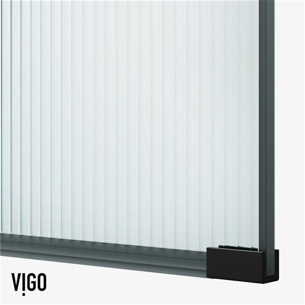 VIGO Arden 34-in x 78-in Matte Black Framed Fixed Shower Screen with Fluted Glass