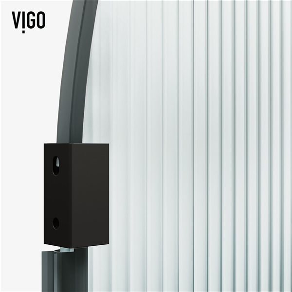 VIGO Arden 34-in x 78-in Matte Black Framed Fixed Shower Screen with Fluted Glass