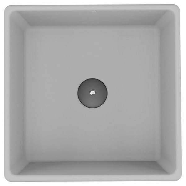 Lavabo-vasque Sheer Black VIGO 15 l. x 15 po p. carré en MatteStone, blanc