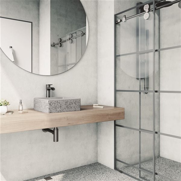 Lavabo-vasque Sheer Black VIGO 15 l. x 15 po p. carré en MatteStone, blanc