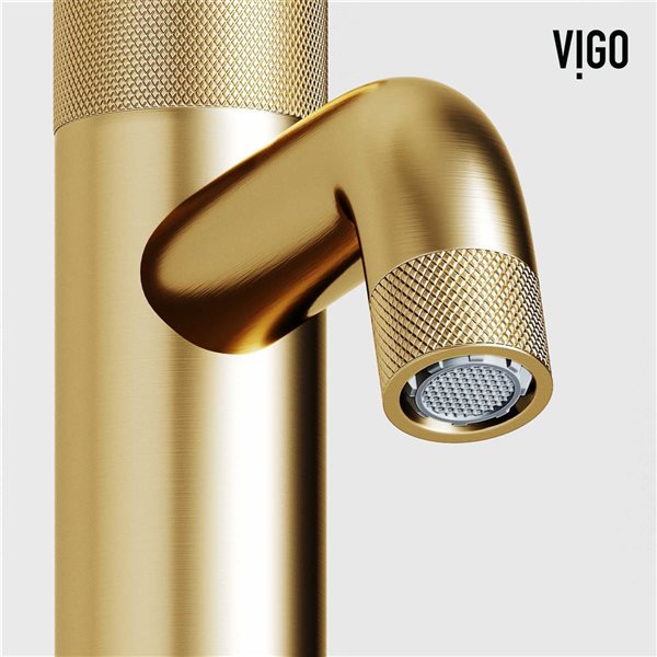 VIGO Apollo 8-in Matte Brushed Gold Button Operated Single Hole Bathroom Faucet