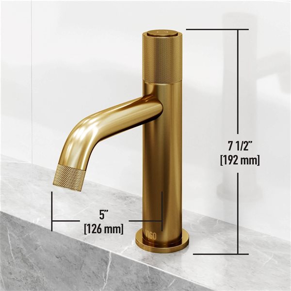 VIGO Apollo 8-in Matte Brushed Gold Button Operated Single Hole Bathroom Faucet