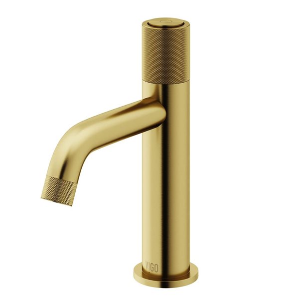 VIGO Apollo 8-in Matte Brushed Gold Button Operated Single Hole Bathroom Faucet