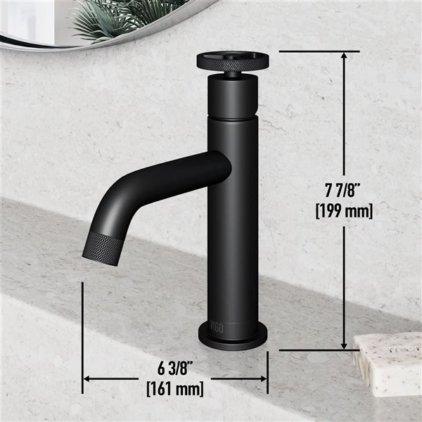 VIGO Cass 8-in Matte Black Single Handle Single Hole Bathroom Faucet