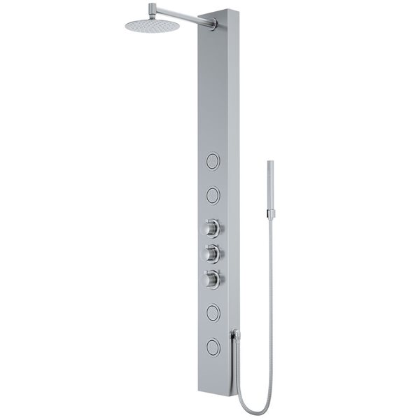 Ellington 59 X 6-In 4-Jet High-Pressure Shower Panel System W/ Round Fixed Rain Shower Head - Stainless Steel