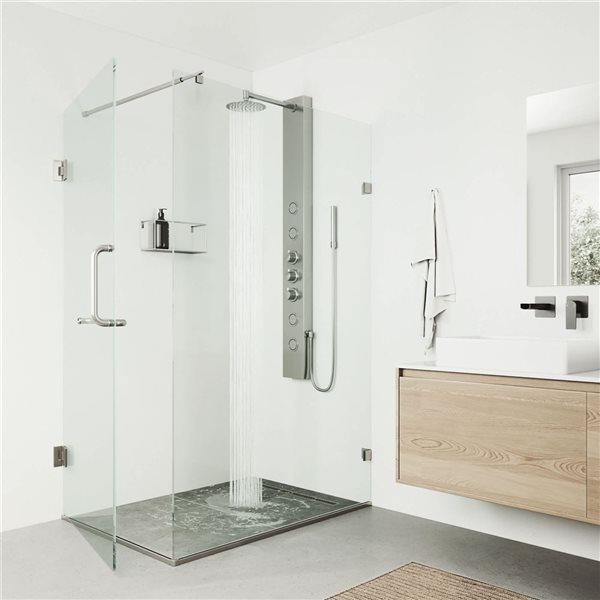 VIGO Ellington&nbsp;59 x&nbsp;6-in&nbsp;4-Jet High-Pressure Shower Panel System w/ Round Fixed Rain Shower Head - Stainless Steel