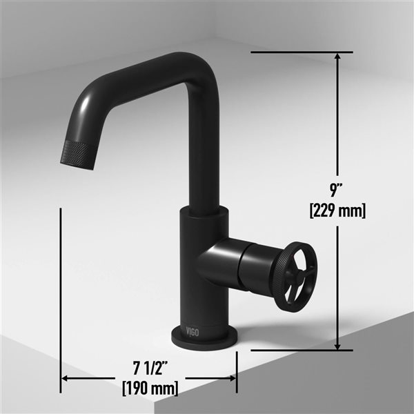 VIGO Cass 9-in Matte Black Single Handle Single Hole Bathroom Faucet