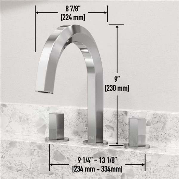 VIGO Hart 9-in Chrome 2-Handle Bathroom Widespread Faucet