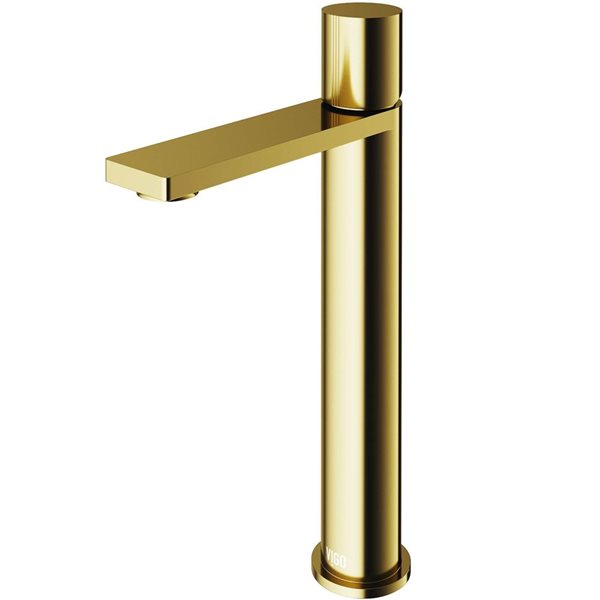 VIGO Gotham 12-in Matte Brushed Gold Single Handle Single Hole Bathroom Vessel Faucet