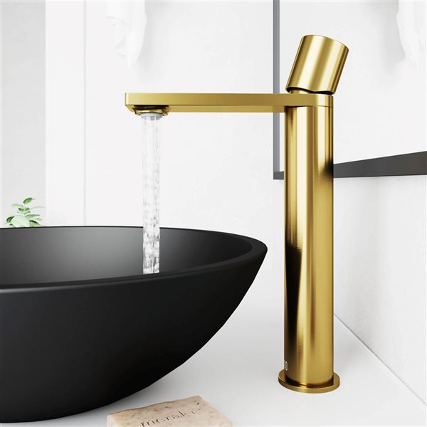 VIGO Gotham 12-in Matte Brushed Gold Single Handle Single Hole Bathroom Vessel Faucet