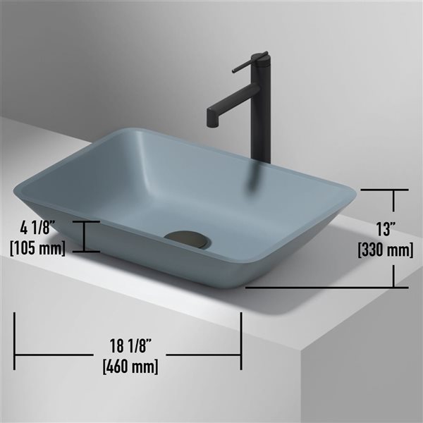 VIGO Sottile 18-in x 13-in x 4-in Metallic Modern Glass Rectangular Vessel Bathroom Sink