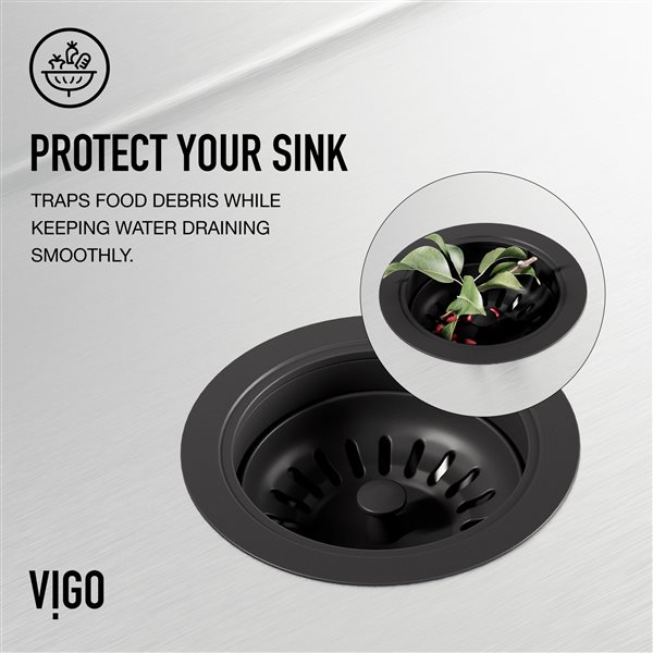 VIGO&nbsp;3.5-in W Kitchen Sink Strainer - Matte Black