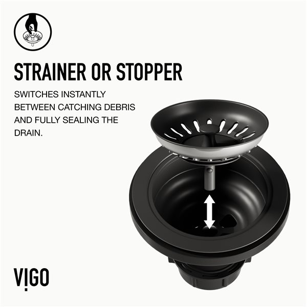 VIGO&nbsp;3.5-in W Kitchen Sink Strainer - Matte Black